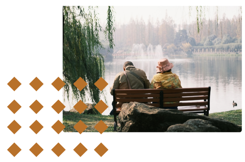 Legacy guide couple on bench graphic